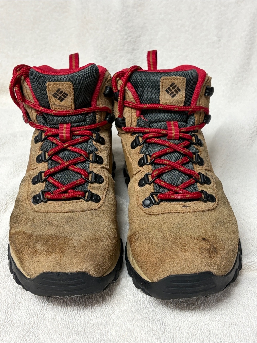 Columbia Men’s Size 7 Suede Hiking Boots Brown Red Omni-Grip BM2812-288